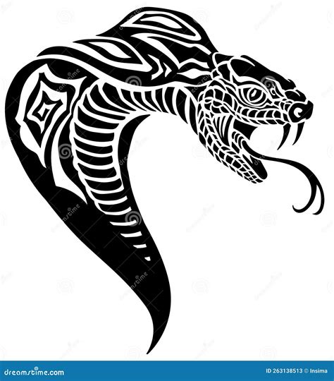 Black Cobra Snake Head. Tattoo. Silhouette Stock Vector - Illustration ...