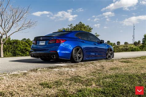 Electric Blue Acura TLX Wearing a Blacked Out Mesh Grille | Acura tlx ...