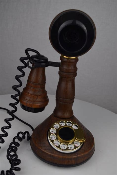 Reproduction Wooden Candlestick Phone with Rotary Dial - Oldphoneworks ...