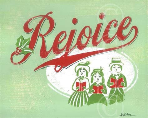 REJOICE Christmas Retro Art Print by jeannewinters on Etsy