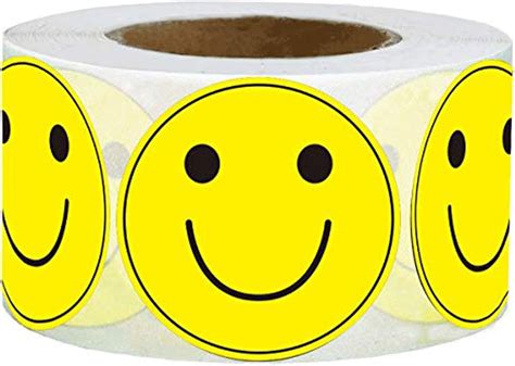 Amazon.com : Large Yellow Smiley Face Stickers Happy Face Labels 2 ...