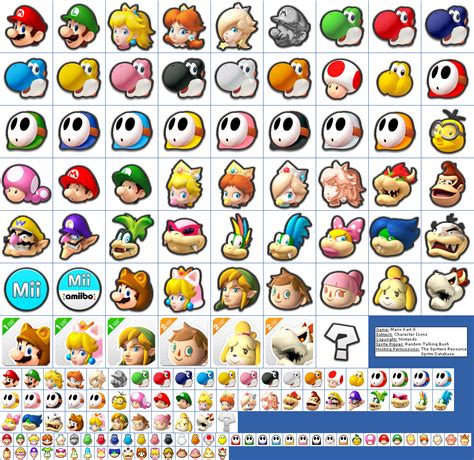 The Spriters Resource - Full Sheet View - Mario Kart 8 - Character Icons