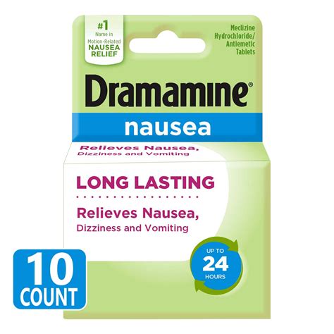 Dramamine Nausea Long Lasting, Nausea Relief, 10 Count - Walmart.com