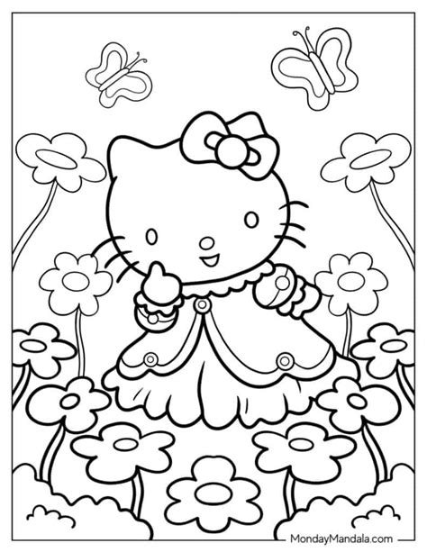 Goth Hello Kitty Coloring Page