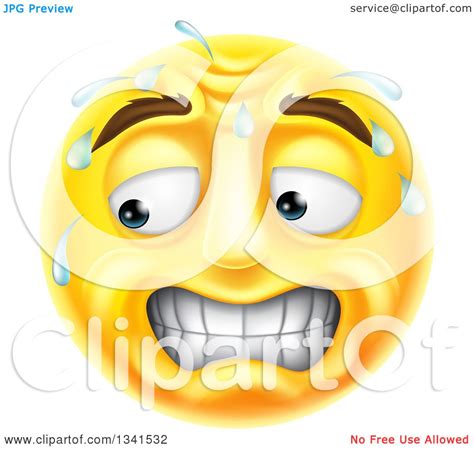 Clipart of a 3d Yellow Smiley Emoji Emoticon Face Looking Stressed ...