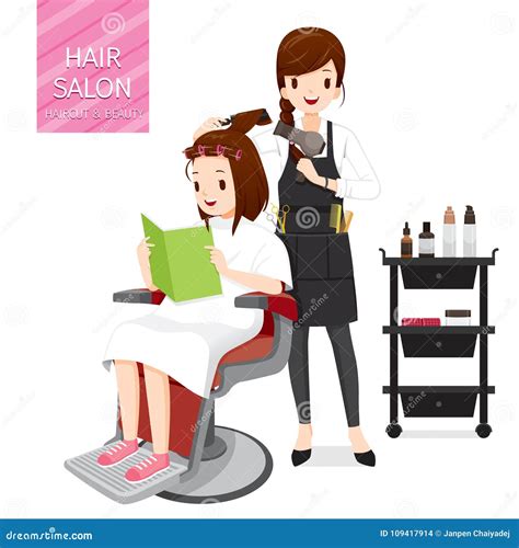 Relaxing Woman in Hair Salon Stock Vector - Illustration of character ...