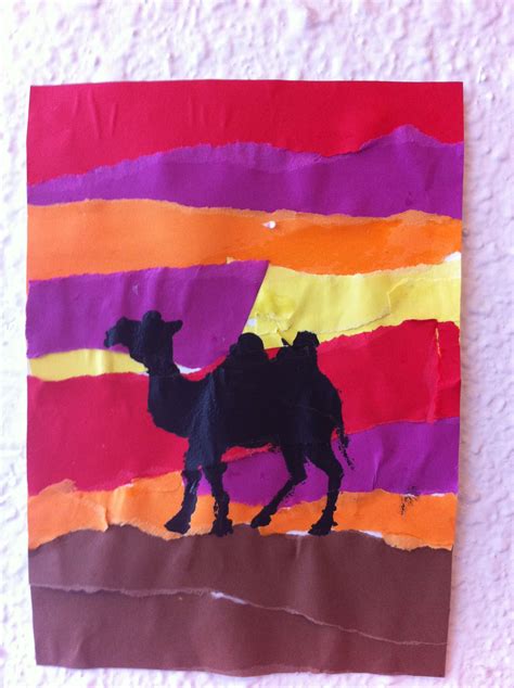 torn paper to create desert sunset....perfect! use either for door or ...