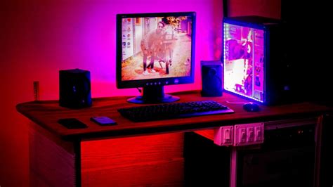 Lighting set up for computer desk | Gaming Pc lighting set up | Led ...