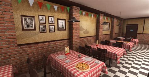 3D model Pizzeria Interior VR / AR / low-poly FBX UNITYPACKAGE MAT ...