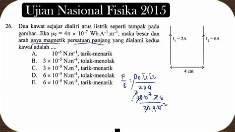 GAYA LORENTZ PER SATUAN PANJANG dua KAWAT LURUS SEJAJAR | Soal No 26 UN ...