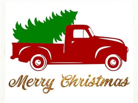 Red Truck Svg Png Dxf Merry Christmas SVG Christmas Tree | Etsy