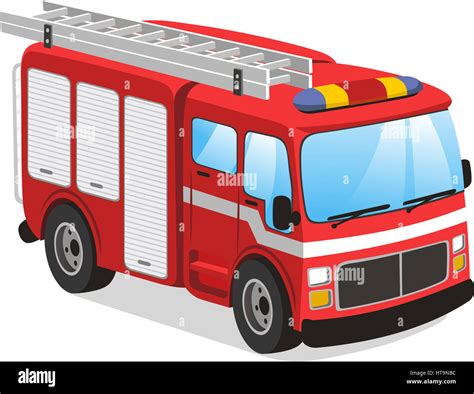 Fire truck cartoon illustration Stock Photo - Alamy