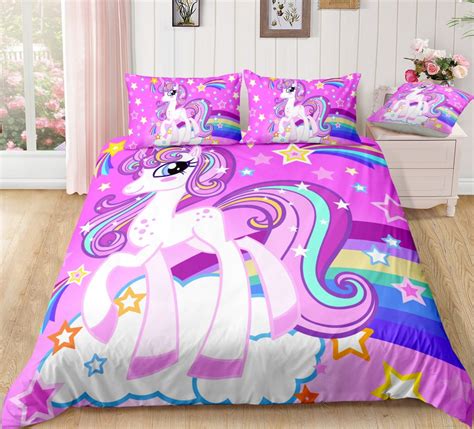 Elegant Purple Unicorn Stars Bedding Set | Unilovers