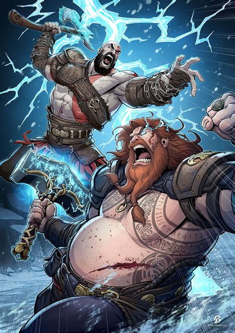 God of War Ragnarok - Kratos vs Thor — Patrick Brown Art