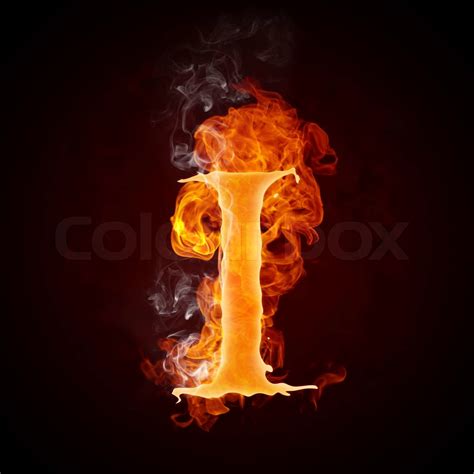 Fire Letter I Isolated on Black Background. Computer Design. | Stock ...