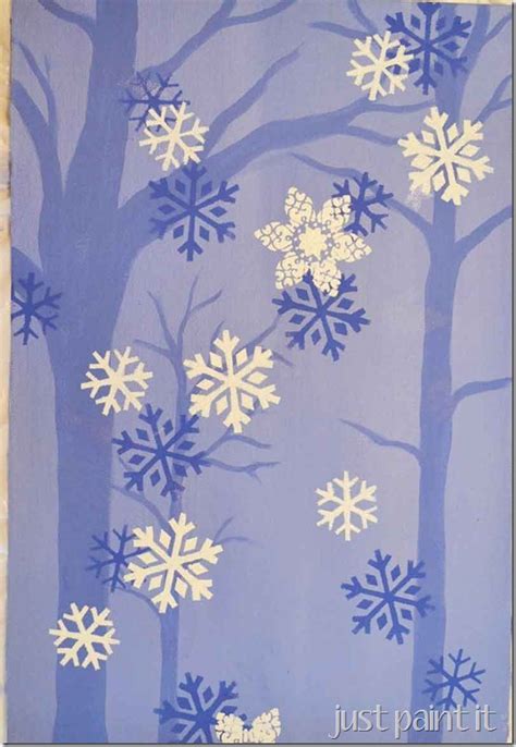 Easy Snowflake Painting - Just Paint It Blog