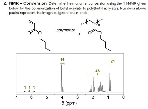 SOLVED: NMR Conversion: Determine the monomer conversion using the 1H ...