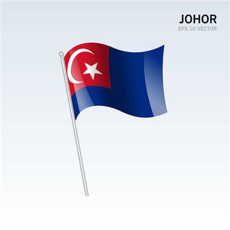 Premium Vector | Waving flag of johor state and federal territory of ...