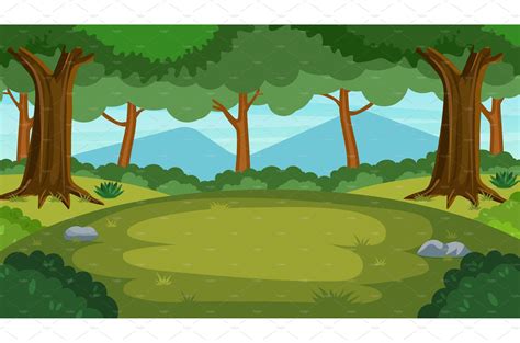 Cartoon forest background, | Illustrations ~ Creative Market