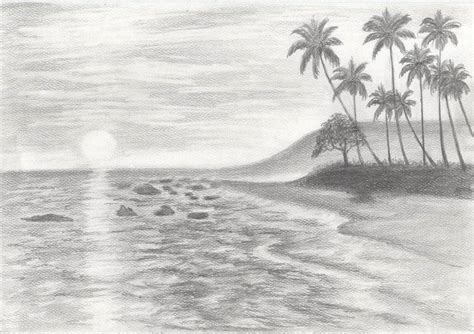 Sunset Beach Pencil Drawing | ubicaciondepersonas.cdmx.gob.mx