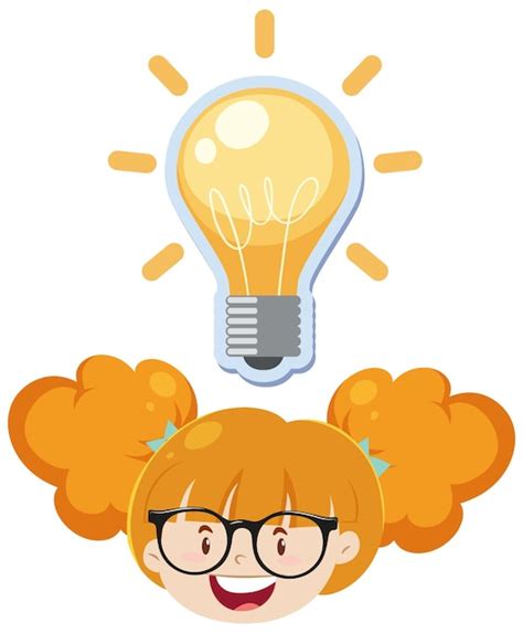 Free Vector | A girl with light bulb on white background