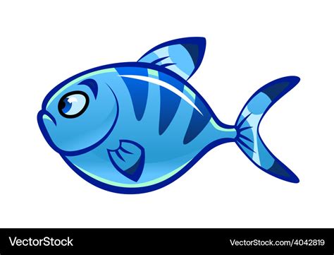 Cartoon blue fish Royalty Free Vector Image - VectorStock