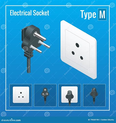 Isometric Switches and Sockets Set. Type M. AC Power Sockets Realistic ...