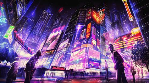 Wallpaper : night, cyberpunk, futuristic city, artwork, digital art ...