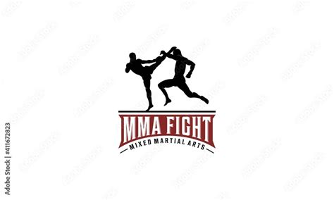 mma logo with illustration of two players fighting Stock Vector | Adobe ...