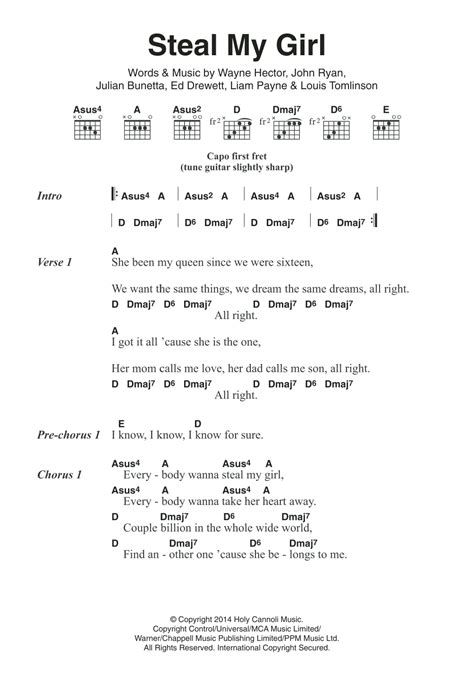 Steal My Girl by One Direction - Guitar Chords/Lyrics - Guitar Instructor