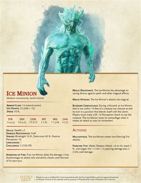 Ice Minion D&D 5e Homebrew Monster | Dnd dragons, Dnd monsters ...