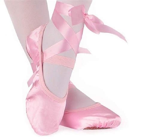 candy pink satin ballet shoes with ribbon