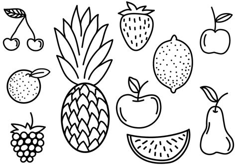 This is a set of free doodle fruits including: ananas (pineapple ...