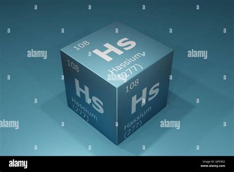 Hassium, 3D rendering of symbols of the elements of the periodic table ...