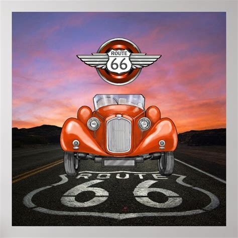 Route 66 - Vintage - Classic Car - SRF Poster | Zazzle.com