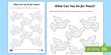 What Can You Do for Peace? Worksheet / Worksheet-Australia