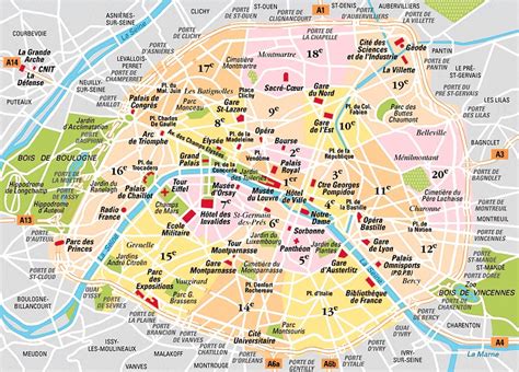 Plan et carte des arrondissements et quartiers de Paris