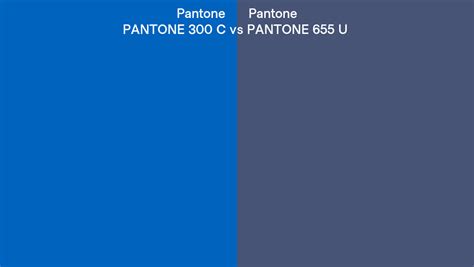 Pantone 300 C vs PANTONE 655 U side by side comparison