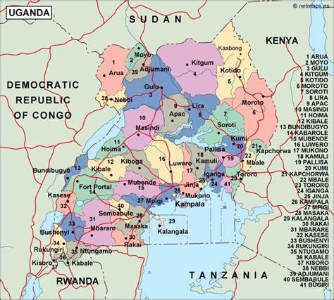 Political Map Of Uganda With Cities Uganda Political Map With Cities ...