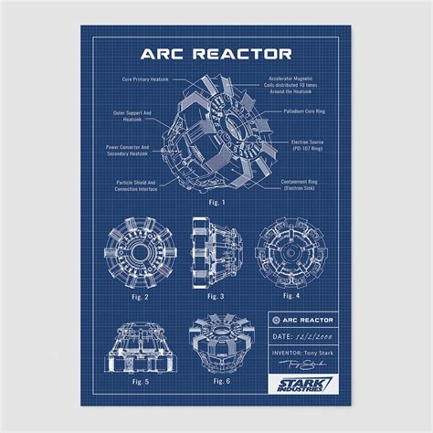 Arc Reactor Blueprint Art, Arc Reactor Schematic Diagram, Iron Man ...