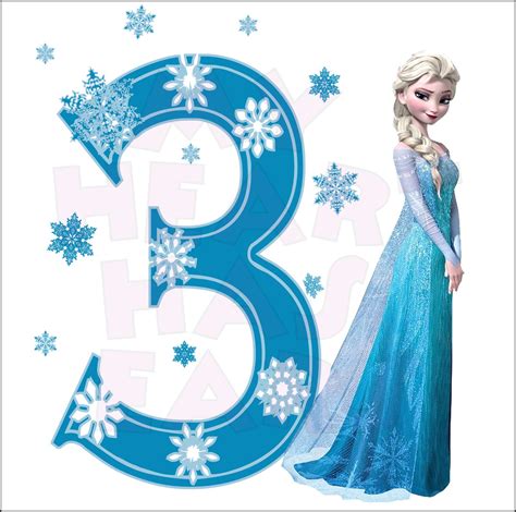 Disney’s Frozen Elsa Birthday with number 3 INSTANT DOWNLOAD digital ...