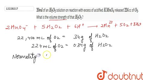 `20 ml` of an `H_2 O_2` solution on reaction with excess of acidified ...