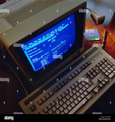 1990’s Computer old office desk digital technology terminal screen and ...