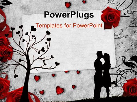 PowerPoint Template: Romantic vintage background with red roses and ...