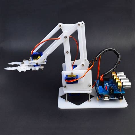 DIY 4DOF Arduino RC Robot Arm Educational Kit With SG90 Servos White ...