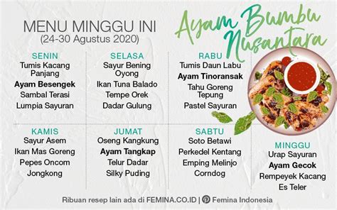 Ukuran Daftar Menu Makanan Seminggu Sekali - IMAGESEE