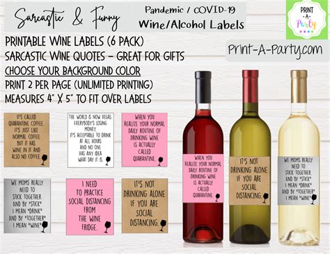 WINE LABELS: COVID-19 | Quarantine | Pandemic | Sarcastic Funny (6 ...