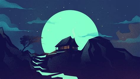 Beautiful Village Night Illustration Background Hand Drawn Design, Hand ...