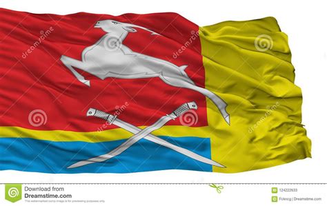 Yuzhnouralsk City Flag, Russia, Chelyabinsk Oblast, Isolated on White ...