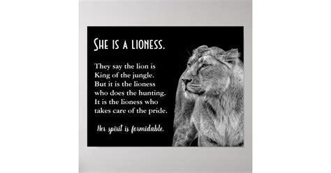 Lioness Themed Inspirational Poetry Poster | Zazzle